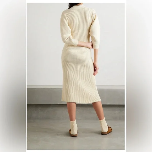 Mara Hoffman Samira Sweater Dress Sz Large Ivory Organic Cotton Stretch Rib Knit - Picture 4 of 11